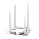 SQUARE CANDLE Kerzenhalter-Set silber