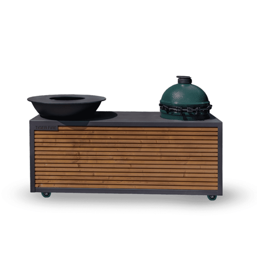 Tiger Fire Pro Line - Black Kitchen Green Egg Large mit Ablageflächen